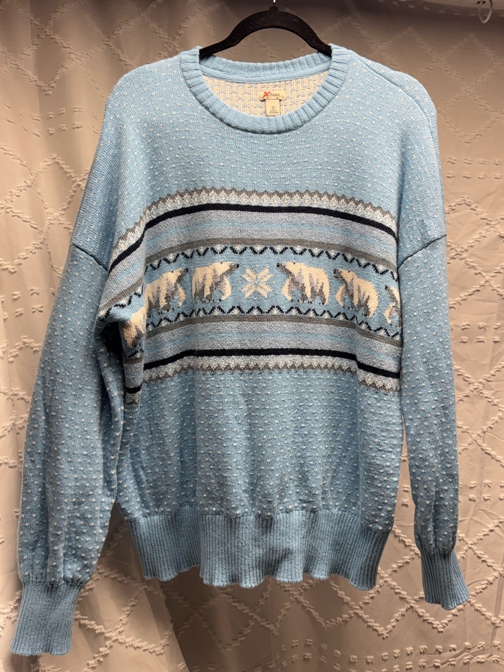 L.L.Bean Vintage Womens XL Polar Bear Fair
Isle Knit Crewneck Sweater